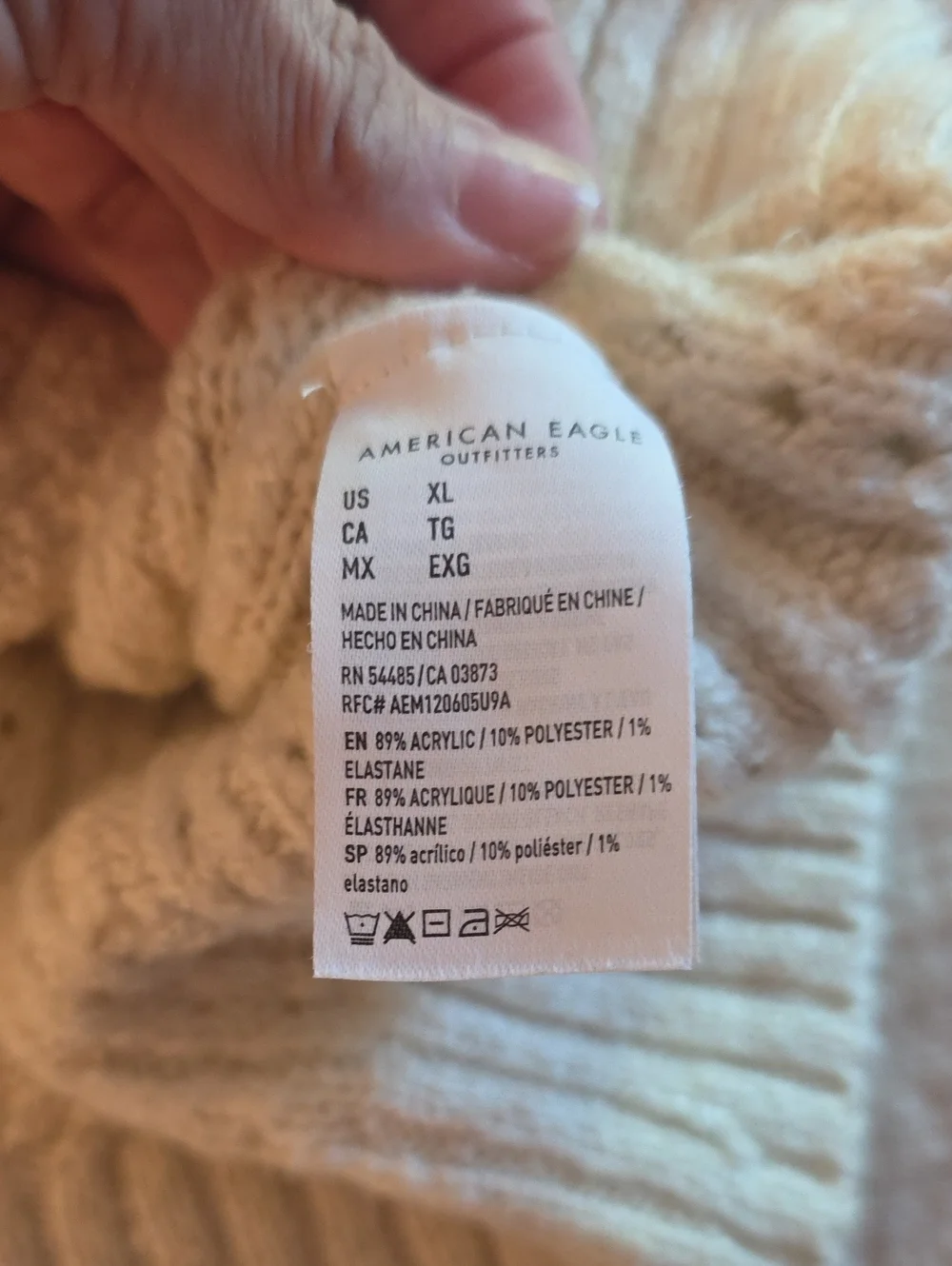 American Eagle Outfitters Cream Cable Knit Button-Front Sweater